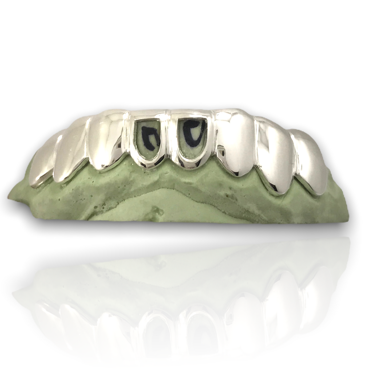 Custom Solid 8 Piece Middle Open Face Gold Grillz Houston Texas Grillz