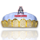 Custom 8 Top & 8 Bottom Iced Out Cz Block Gold Grillz