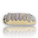 Custom Silver Fully Bustdown Diamond Iced Out Grillz (Zig Zag Cz Setting)