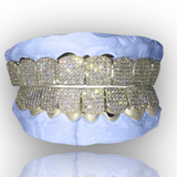 Custom 8 Top & 8 Bottom Iced Out Cz Block Gold Grillz