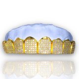 Custom 8 Top & 8 Bottom Iced Out Cz Block Gold Grillz
