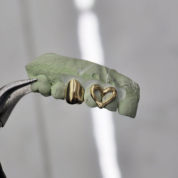 custom Solid Tooth with Heart on 2 teeth