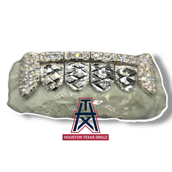 Custom 6pc Diamond Cut with Diamond Fangs & bar