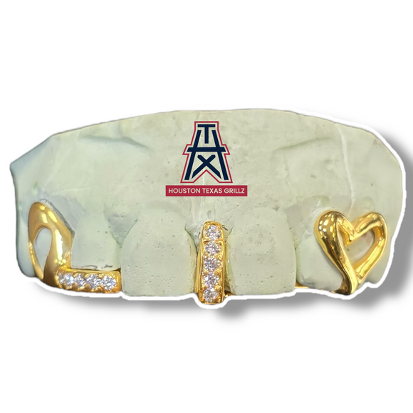 Custom Heart Open Face & Iced Bar with Iced Gap & Heart Cutout Grillz