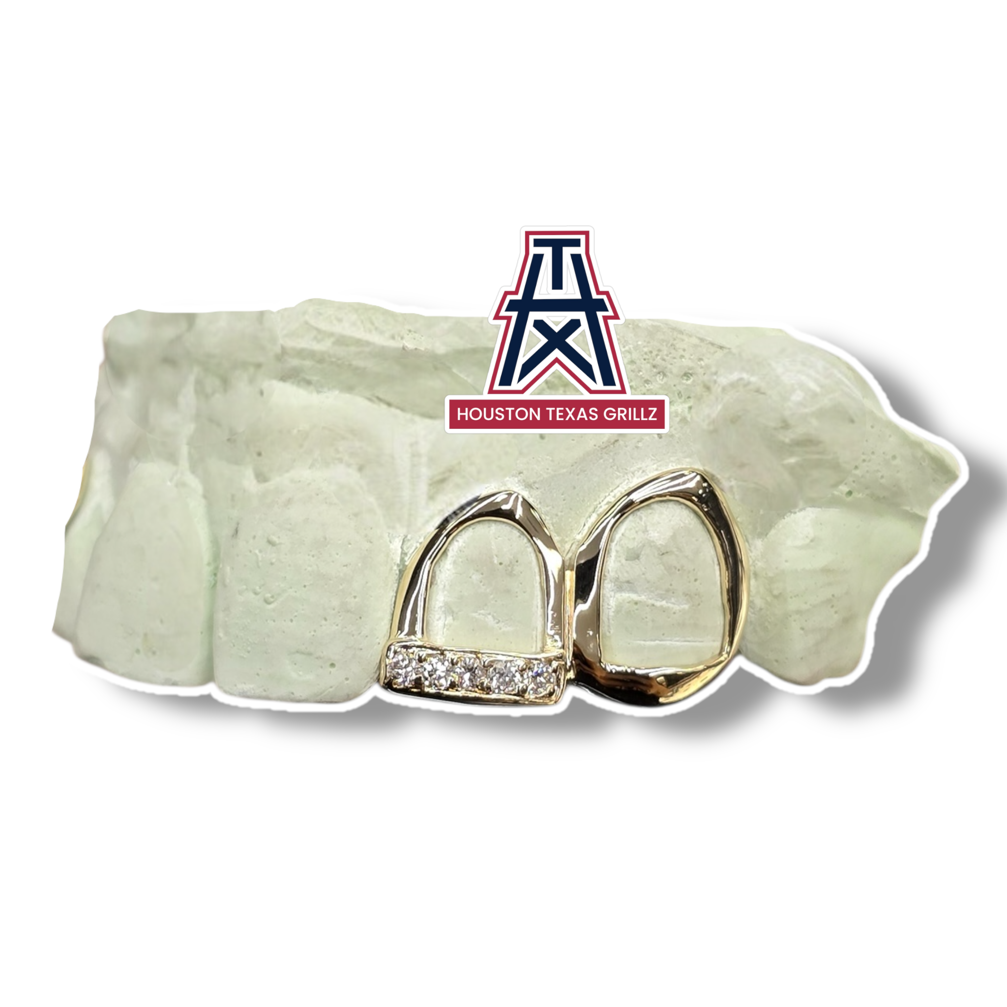 Iced Line custom 2pc Open Face with Iced Line – Houston Texas Grillz