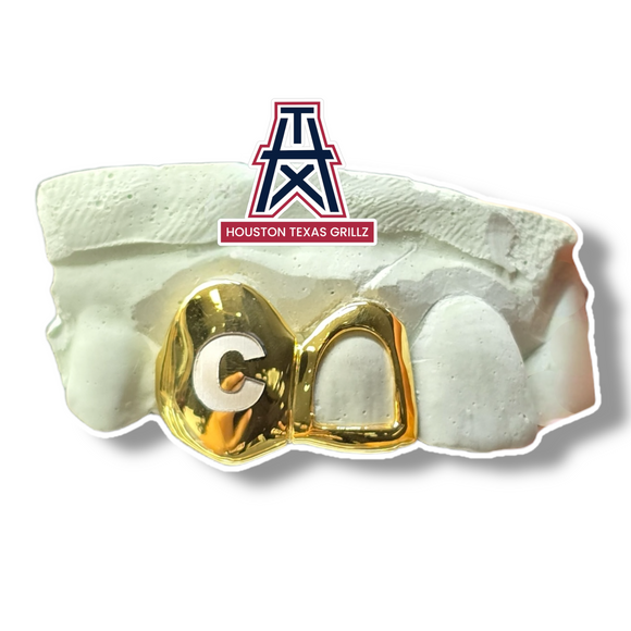 custom Open Face with Engraved Letter 2pc