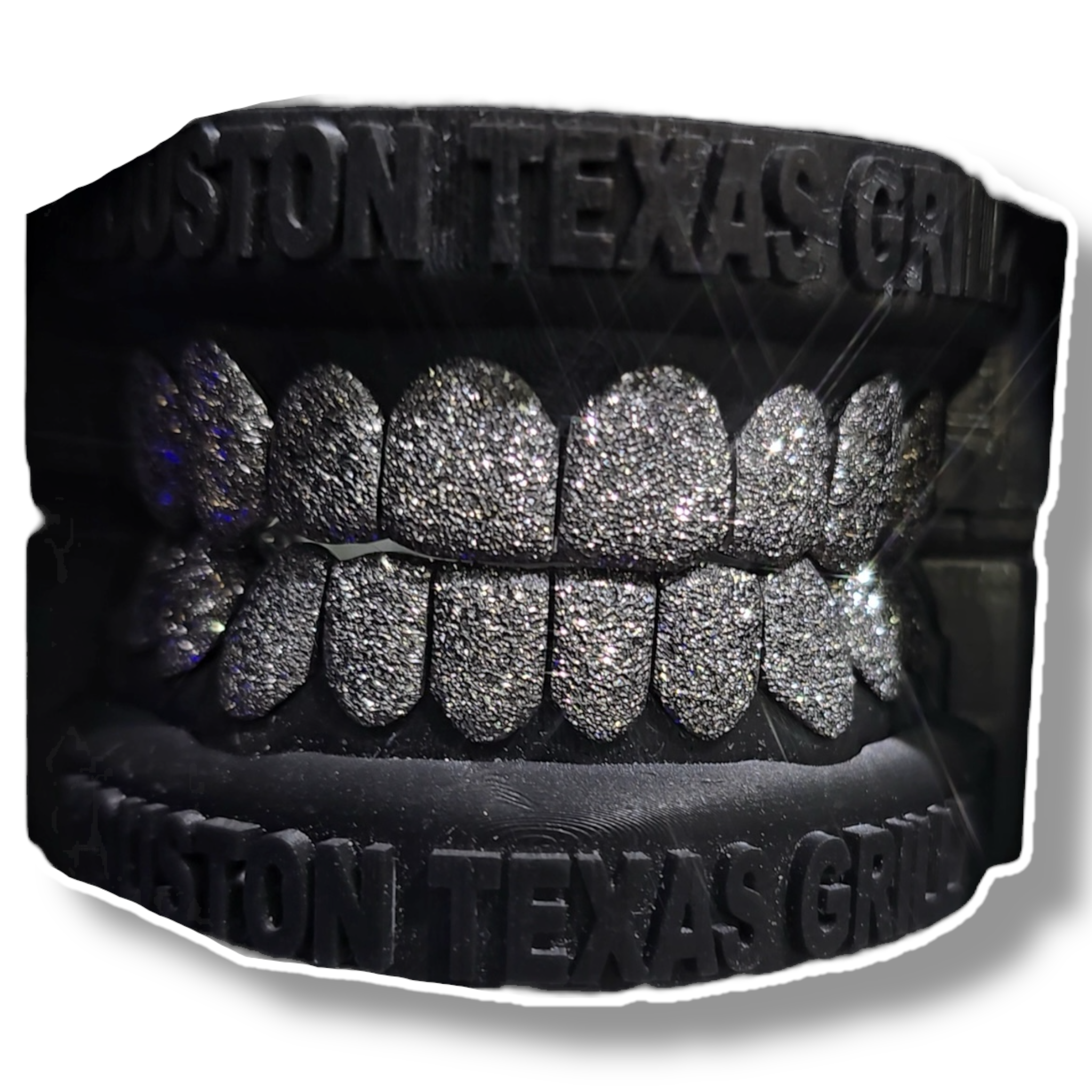 Exclusive Custom Fit Full Black Rhodium Teeth Grillz With Perm Cut Exclusive Custom Fit Full Black Rhodium Teeth Grillz With Perm Cut