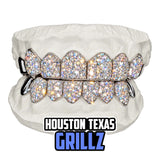 Custom Honeycomb 8 Top 8 Bottom End-Capped Grillz | VVS Moissanite Diamond Grillz