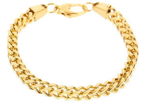 Mens Gold Stainless Steel Franco Link Chain Bracelet