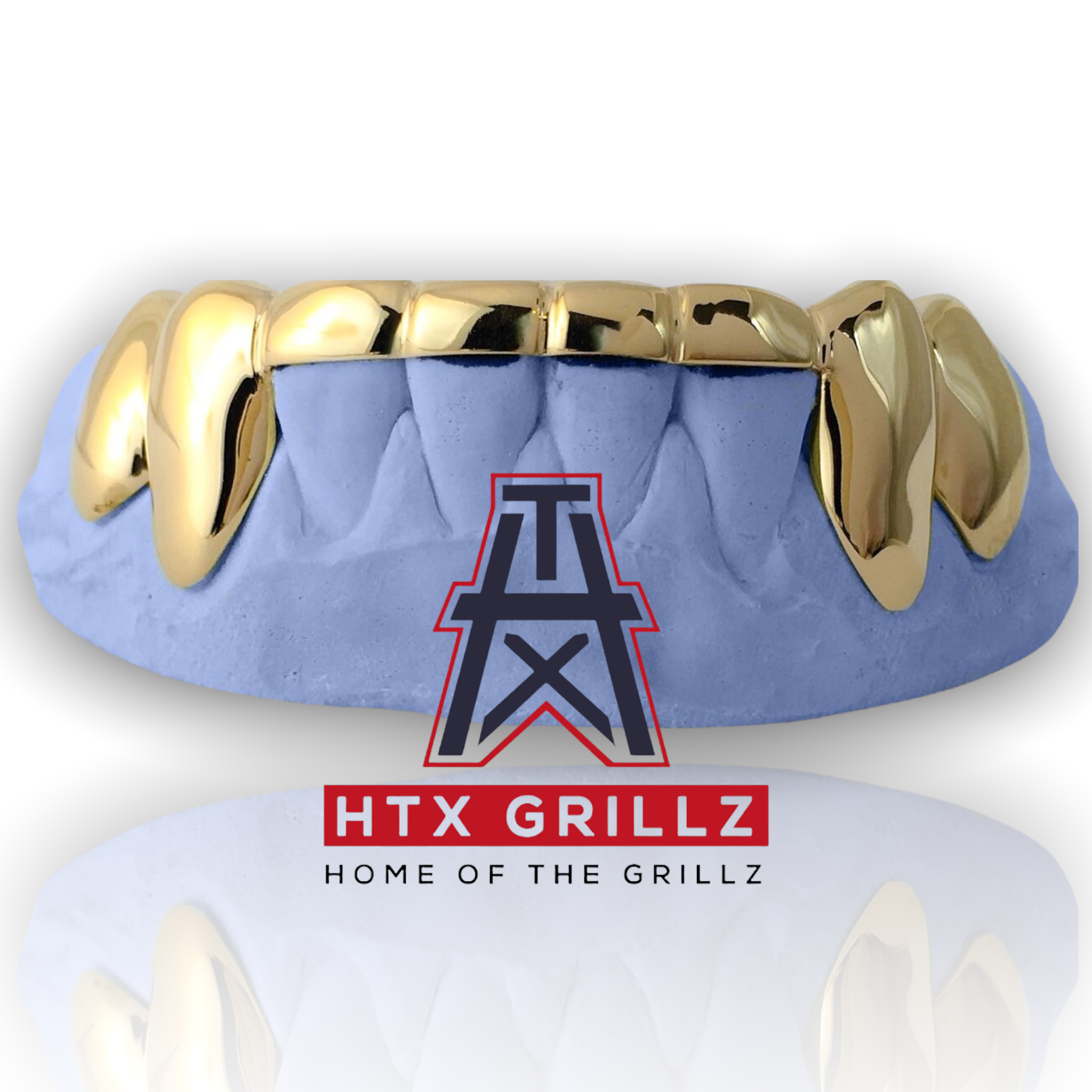 Custom Solid Style Gold Grillz 8 Bottom Bar W/ Deep Cuts – Houston