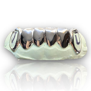 CUSTOM 6 PIECE OPEN FACE K9'S 10K 14K SOLID GOLD OR PLATED GOLD GRILLZ TOP OR BOTTOM GOLD TEETH GRILLZ SLUGZ