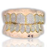 Custom Fit Solid Gold Natural Diamond ZigZag Setting Bustdown Iced out Diamond Grillz