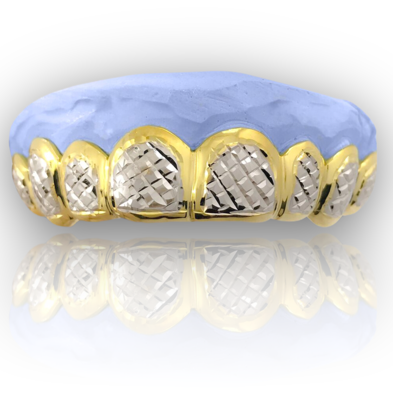 Yellow gold diamond cut grillz on sale